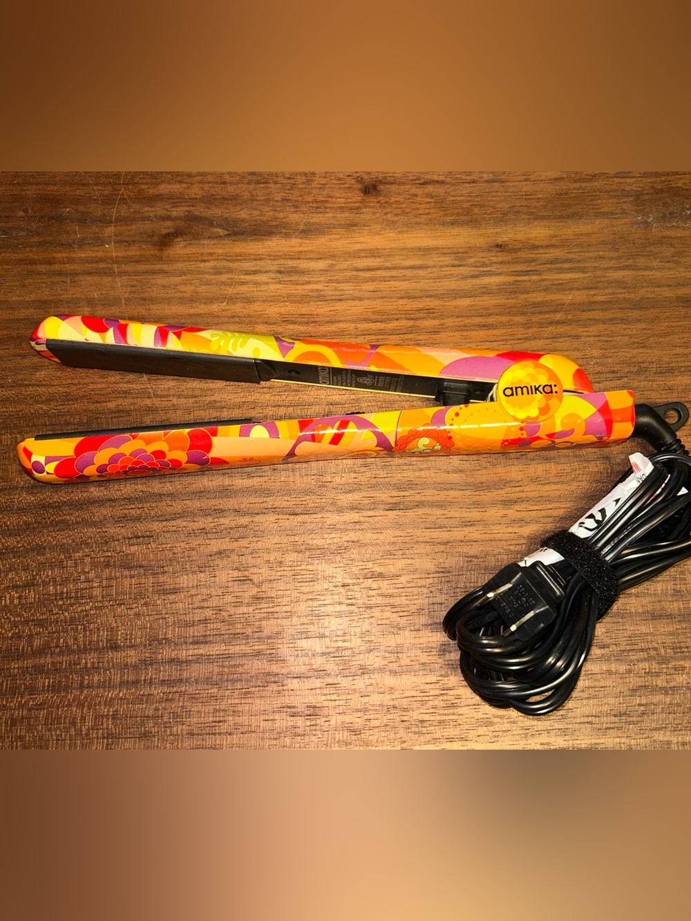 Amika Am5570 1" Flat Iron Hair Straightener retro Floral Orange Paisley Obliphic